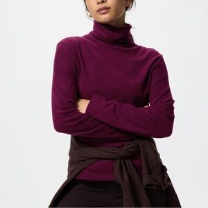 Super Warm Fleece Heat Tech Turtleneck Shirt in Purple